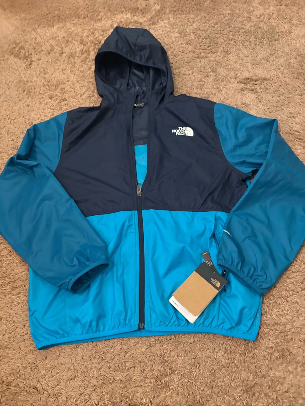 The North Face Men's Two-Tone Navy and Teal Windbreaker Jacket